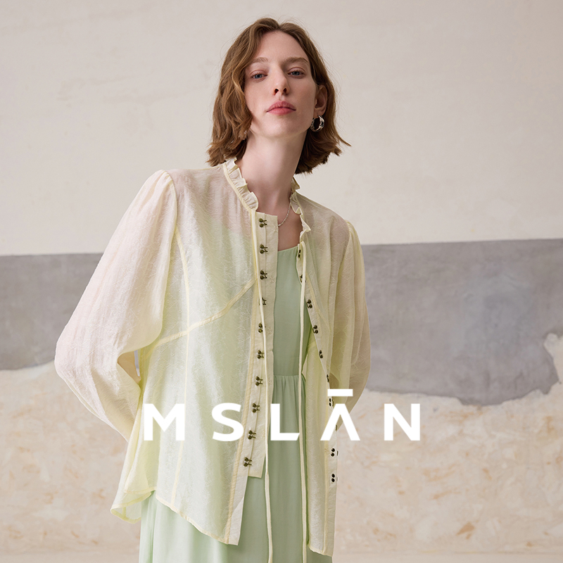 【进口莱赛尔】MSLAN outlet空气衫宽松荷叶边绑带衬衫MFCE1424