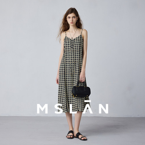 MSLAN商场同款法式浪漫吊带裙