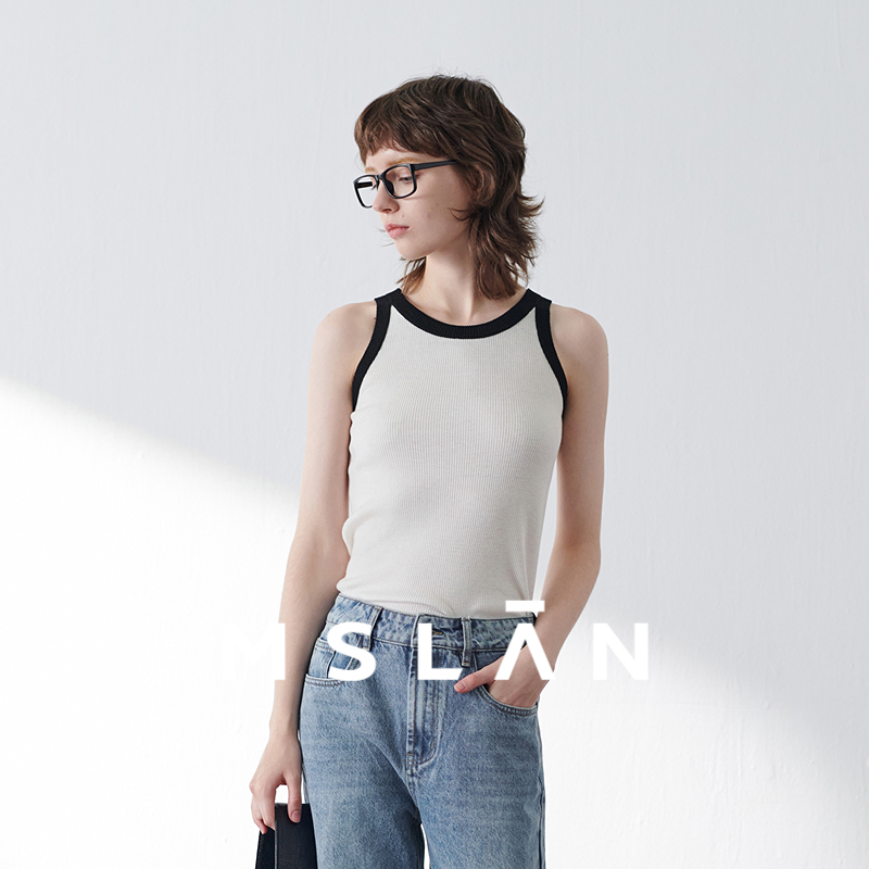 亲肤羊毛|MSLAN撞色时尚叠穿吊带