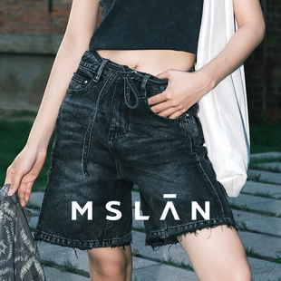 MGBK344 舒适设计感百慕大牛仔短裤 毛边短裤 MSLAN商场同款