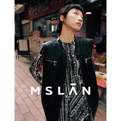 MSLAN丨26春廓形压褶马甲 重工不规则领肌理PU皮马夹