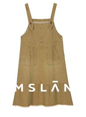 中古花砖|MSLAN简约减龄镂空绣花牛仔吊带裙宽松连衣裙MFCM5101