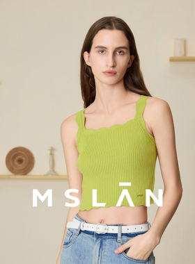 波浪背心/MSLAN莫代尔弹力夏季简约吊带短款针织背心女MFAM2006