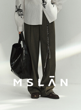 MSLAN春季时尚设计感撞色腰头简约高级感阔腿裤MHAK004