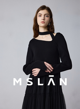 【优雅巴黎】MSLAN早春复古小黑裙拼接网纱显瘦连衣裙MFCE1003