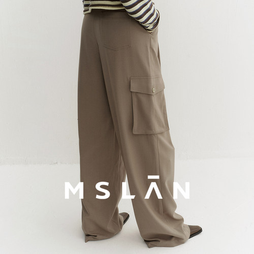 MSLAN春夏多口袋工装直筒裤女