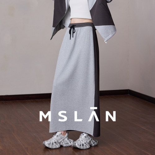 MSLAN元气撞色拼接运动少女遮胯显瘦休闲半身裙MGCQ454