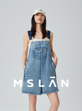 可调节背带/MSLAN春夏减龄小个子短款刺绣背带裤女连体裤MFBM5102
