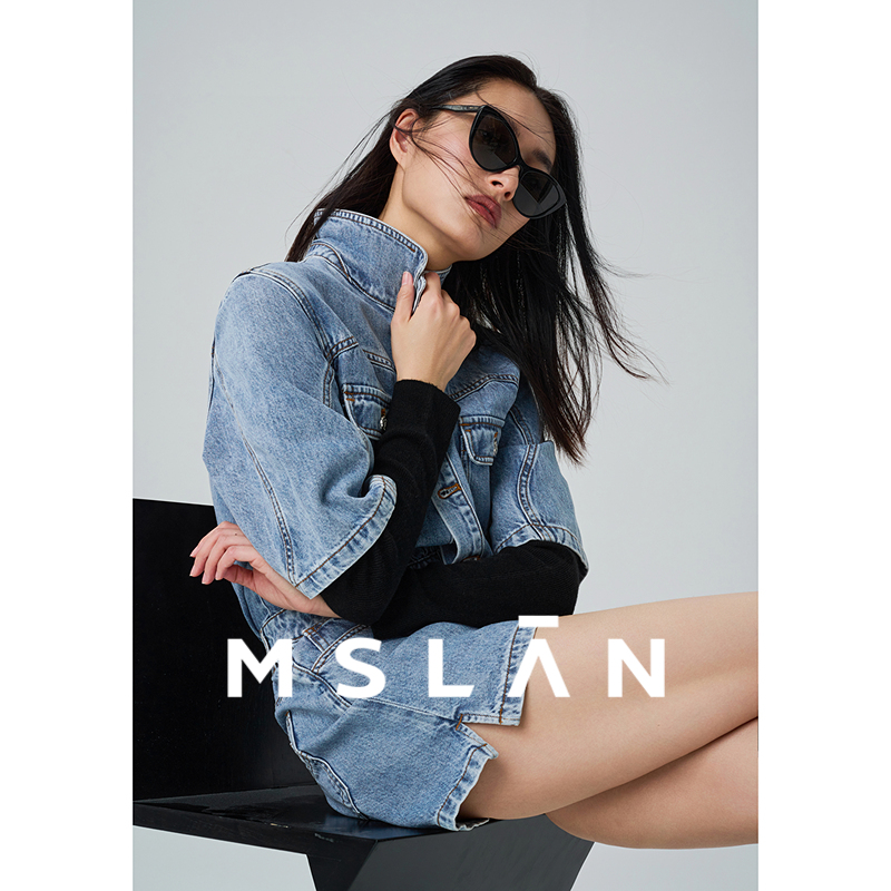MSLAN美式收腰分割牛仔连体裤