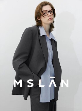 MSLAN|智性通勤 26春廓形假两件休闲质感羊毛西装外套女MGCW0101