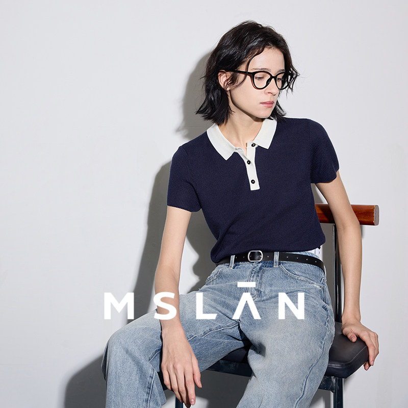 清仓MSLAN格雷系polo领针织衫
