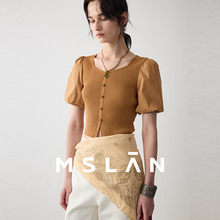 日落土耳其|MSLAN春夏时尚简约小个子方领针织衫短袖女MFCE1324