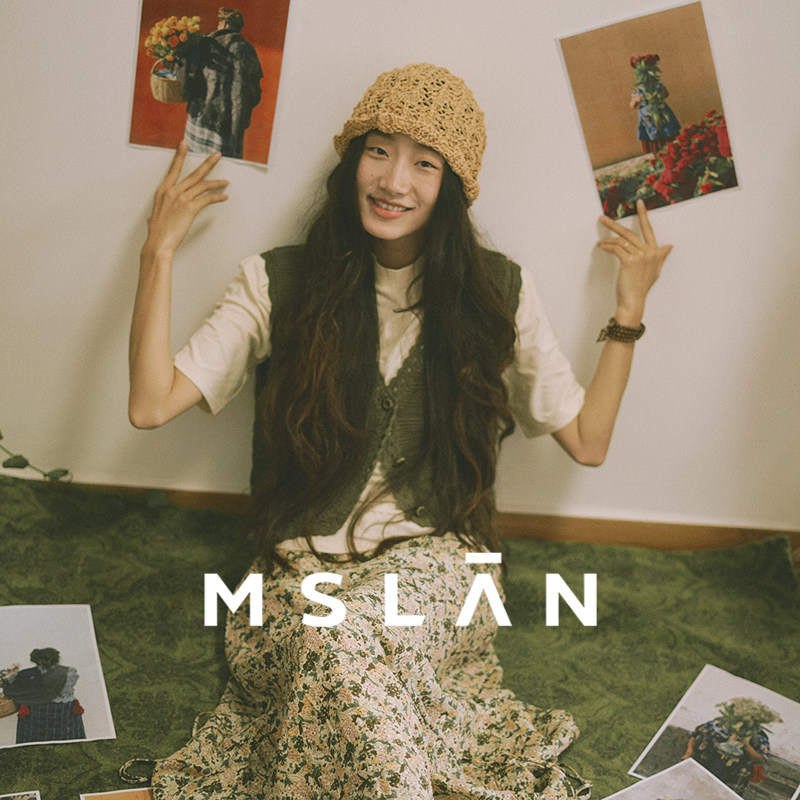 浅春系/MSLAN复古日系V领手钩花边背心小个子镂空截短针织马甲