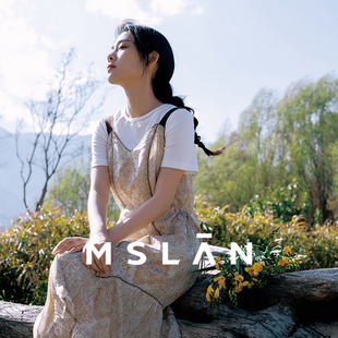 复古花边雪纺吊带裙MGAT226 MSLAN商场同款 可调节带