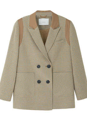 【知识分子】MSLAN秋季都市通勤格纹长袖宽松西装外套MDCE2504