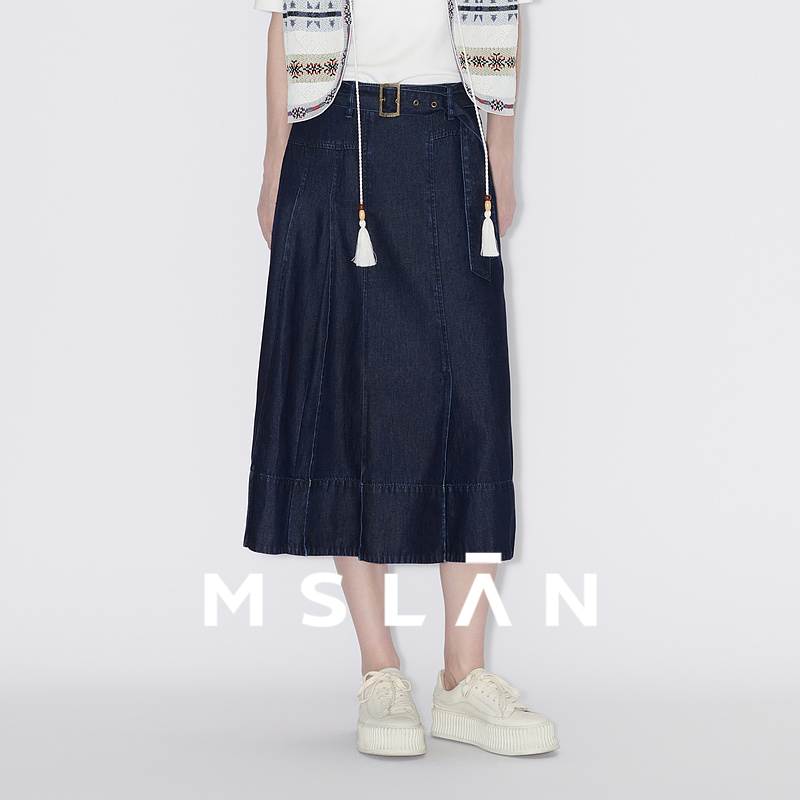 MSLAN天丝牛仔通勤职场半身裙