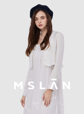 南法庄园|MSLAN26春博主同款v领莱赛尔刺绣白色衬衫MFAV1403