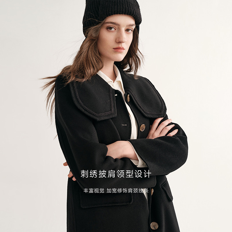 MSLAN雪境冬日 复古翻领羊绒大衣保暖双面呢廓形羊毛外套冬季,女装/女士精品,毛呢外套,淘宝优惠券,粉丝福利购,淘宝优惠卷