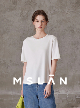 【可多搭】MSLAN春夏圆领螺纹修身纯色打底短袖T恤MFCE1103