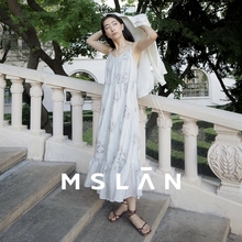 南法假日/MSLAN25夏度假风印花吊带裙松弛感挂脖连衣裙女MGCT160