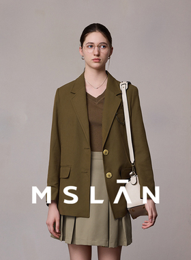 【复古美拉德】MSLAN秋季宽松廓形通勤拼接西装外套MFCM2502