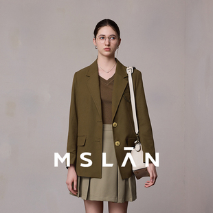 宽松廓形通勤拼接西装 MSLAN秋季 外套MFCM2502 复古美拉德
