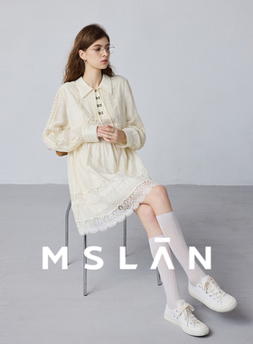 重工蕾丝 / MSLAN商场同款早春宫廷风花边收腰连衣裙MFCE4153