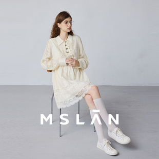 重工蕾丝 / MSLAN商场同款早春宫廷风花边收腰连衣裙MFCE4153