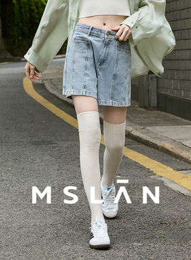 【透气不闷】MSLAN春夏时尚松紧腰宽松牛仔短裤MFBA6101