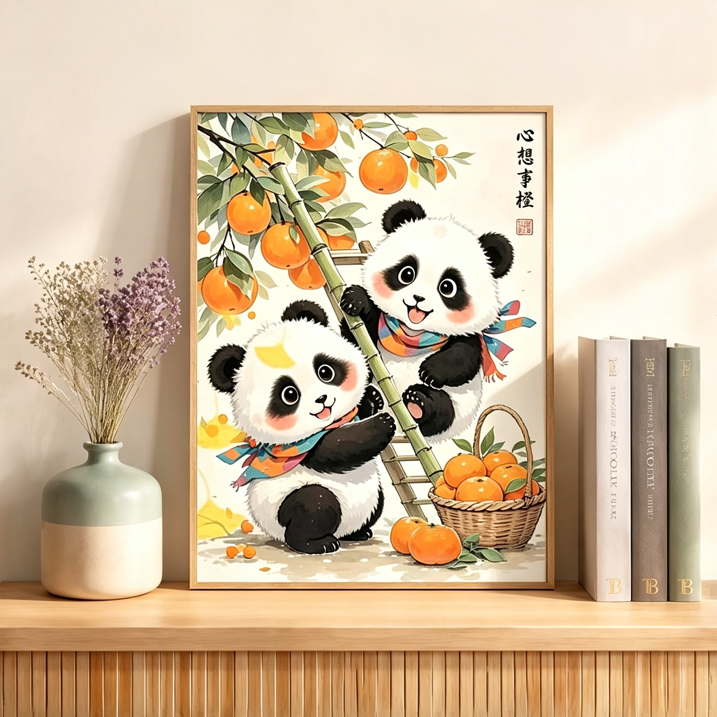 心想事橙熊猫数字油画零基础