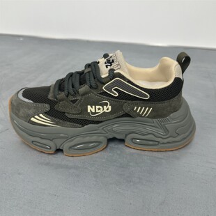 高级橄榄绿老爹鞋男2025新款减震轻便透气跑步鞋厚底运动鞋