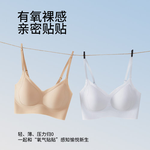 软支撑文胸提拉大胸显小内衣女薄杯无钢圈防下垂无痕收副乳美背女