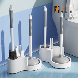 家用马桶刷带皮搋子马桶疏通套装卫生间无死角壁挂厕所刷清洁神器