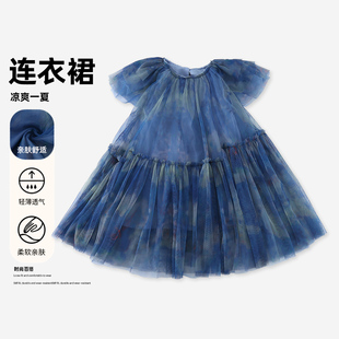 女童连衣裙夏装新款时尚洋气碎花网纱裙子小女孩公主裙HCB551