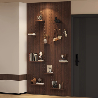 洞洞板实木定制入户玄关墙上隔板免漆木质装饰架造型墙展示置物架