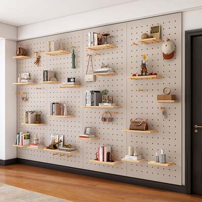 洞洞板定制置物架实木造型墙收纳架墙上装饰隔板入户玄关门口展示