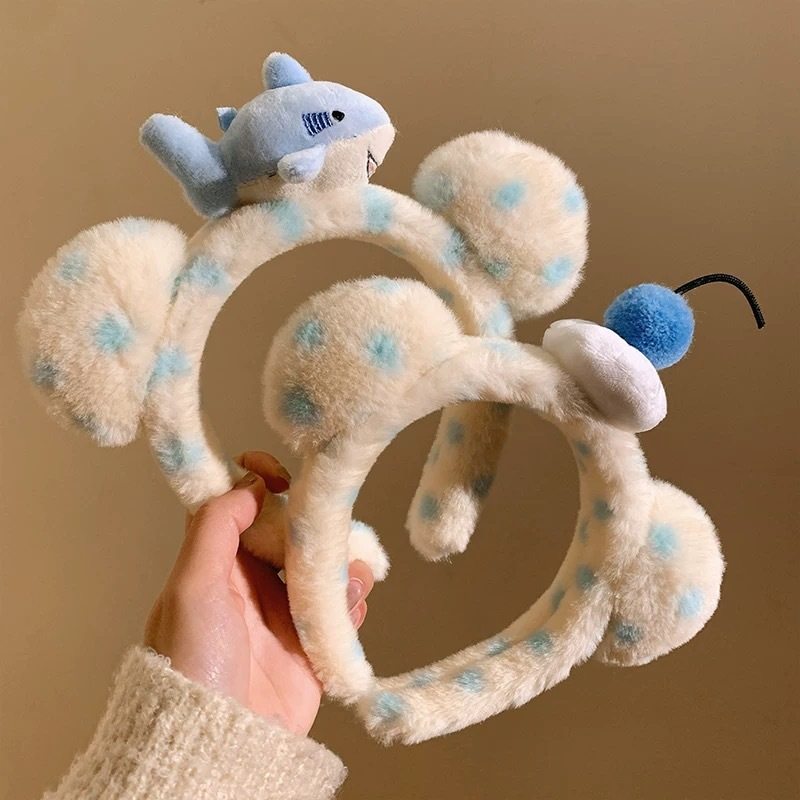 可爱鲨鱼波点小熊毛绒发箍女生日游乐园拍照洗脸化妆头饰头箍秋冬,饰品/流行首饰/时尚饰品新,发饰,淘宝优惠券,粉丝福利购,淘宝优惠卷