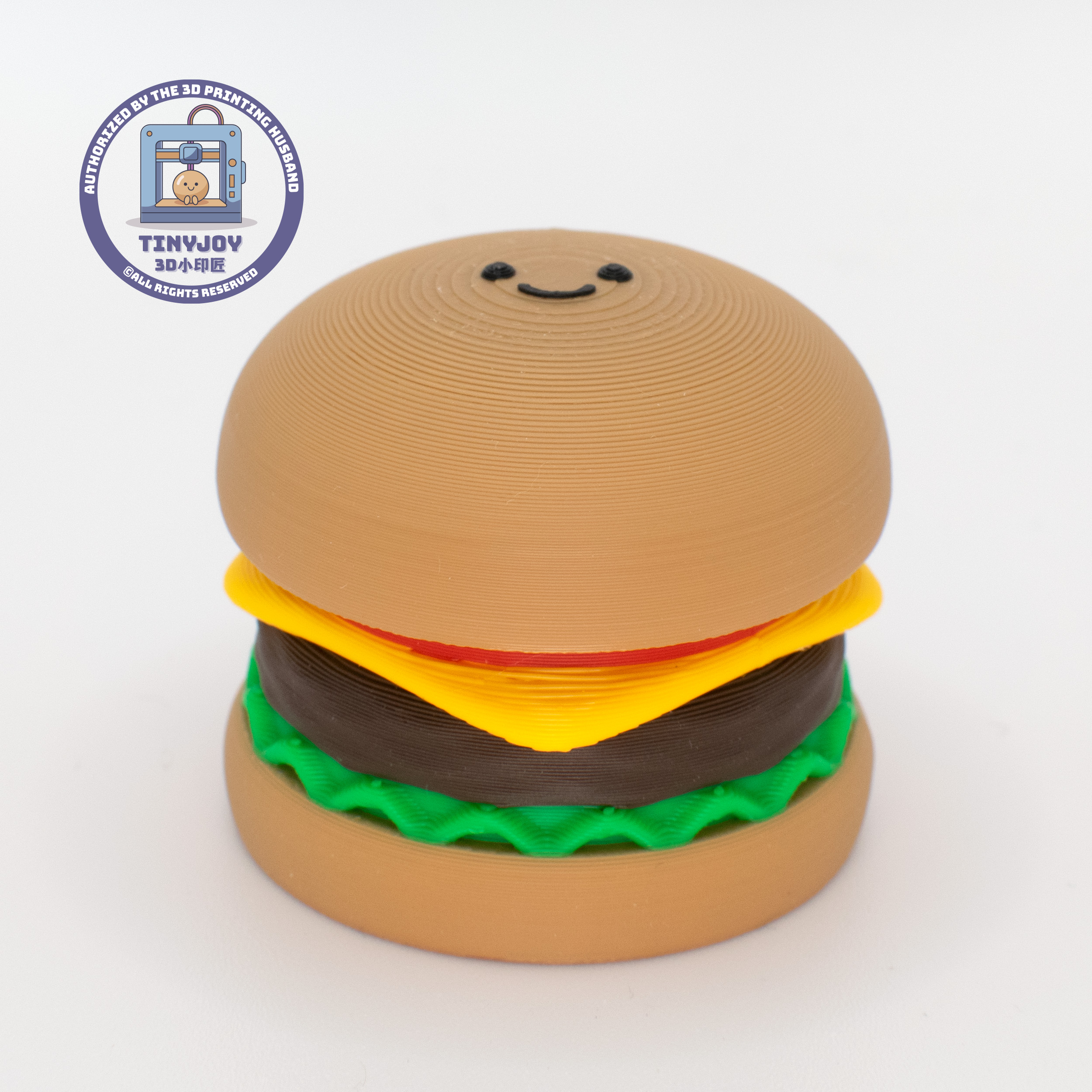 小印匠3D打印汉堡包牛肉解压按键玩具可爱治愈情侣钥匙扣挂饰礼物