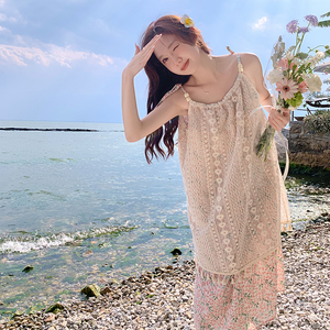 夏款首发 海边度假法式碎花气质吊带连衣裙2C122-008-P95-K150