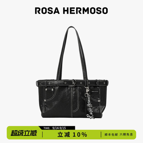 赵昭仪同款ROSA HERMOSO/珞赫「牛仔」单肩包法棍包植鞣