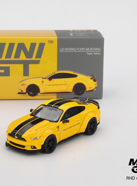 MINIGT1077福特Ford野马LB-Works宽体改装版黄色64合金汽车模型