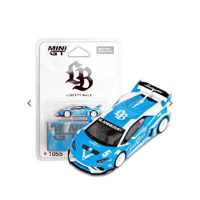 MINIGT1055门店顾卡兰博基尼飓风小牛GT3EVO蓝白64合金车模