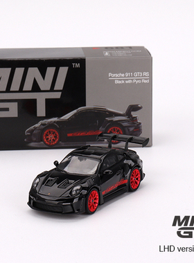 MINIGT681保时捷911(992)GT3RS黑色红轮1/64合金静态观赏汽车模型