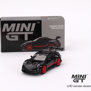 MINIGT681保时捷911(992)GT3RS黑色红轮1/64合金静态观赏汽车模型