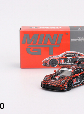 MINIGT770保时捷911GT3R#9红黑格2023IMSA冠军车1/64合金车模
