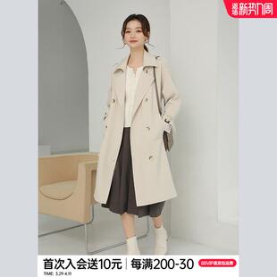 奈格薇儿小个子英伦风衣外套女春秋2025新款气质双排扣中长款大衣