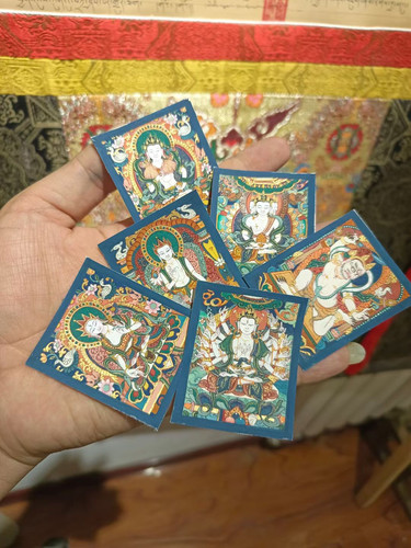 手绘小唐卡吊坠拍下六字真言坛城热贡青海随身拉姆扎基圣域精品