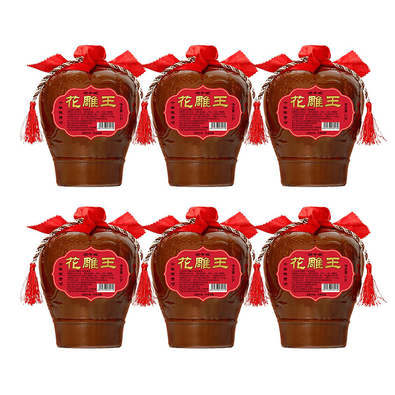 正宗绍兴特产绍半城花雕王十年陈半干型黄酒1.5L*6坛10年陈花雕酒