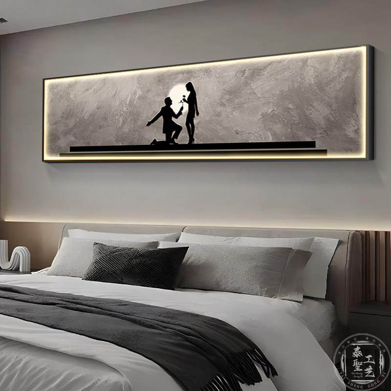 抽象人物卧室装饰画高级感发光主卧房间挂画现代简约酒店床头壁画