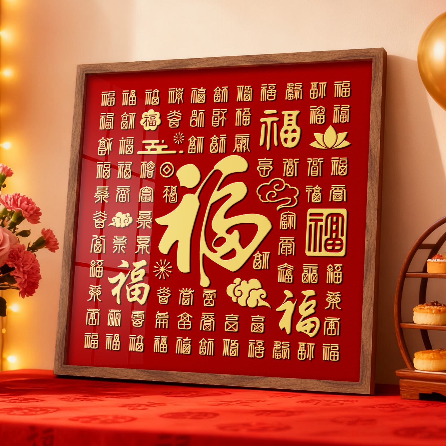 百福图手写临摹diy福字挂画送长辈贺寿礼物迁新居玄关装饰画摆件